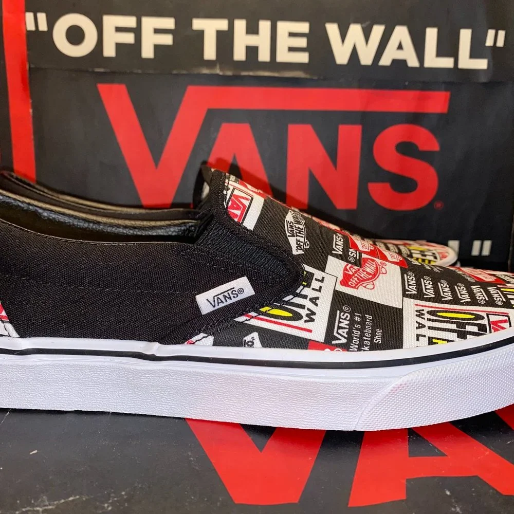 Vans Men's 4.5/Women's 6 Classic Slip-On Label Mix True White VN0A4BV3V9A
